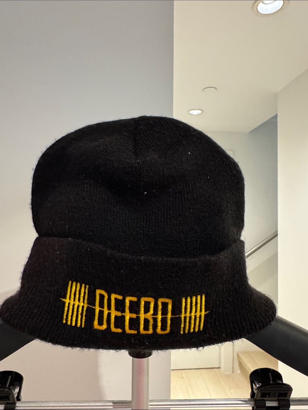 Deebo Black Knit Bucket Hat with Yellow Embroidery (Steelers)